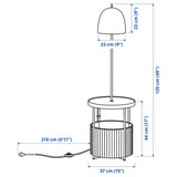 TRINDSNÖ Lampu lantai, putih logam/venir kayu birch