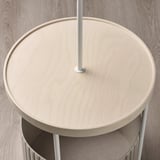 TRINDSNÖ Lampu lantai, putih logam/venir kayu birch