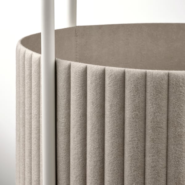 TRINDSNÖ Lampu lantai, putih logam/venir kayu birch