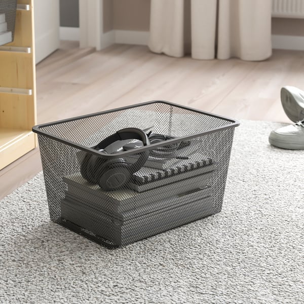 TROFAST Bakul storan jaring, kelabu gelap, 42x30x23 cm