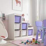 TROFAST Kombinasi penyimpan dgn kotak, putih putih/ungu lembut, 99x44x95 cm