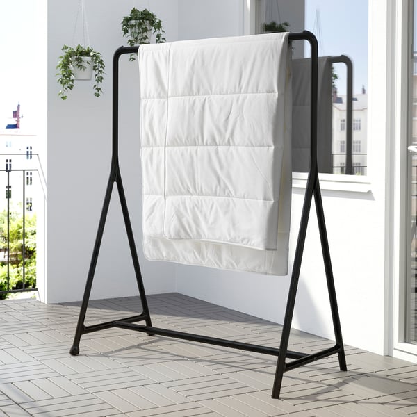 TURBO Rak baju, dalam/luar/hitam, 117x59 cm
