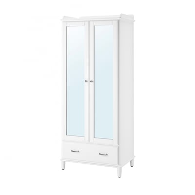 TYSSEDAL Almari pakaian, putih/kaca cermin, 88x58x208 cm