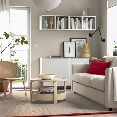 UNDERVISNING Ambal, pail rendah, putih pudar hitam/buatan tangan, 200x300 cm