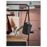 VADHOLMA Pulau dapur dengan rak, hitam/kayu oak, 126x79x193 cm