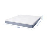 VALLBERGET Tilam spring poket, dengan sabut teramat padat/biru muda, 150x200 cm