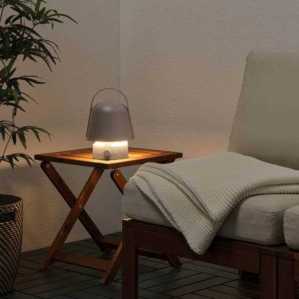 VAPPEBY Lampu pembesar suara bluetooth, di luar bangunan/kelabu