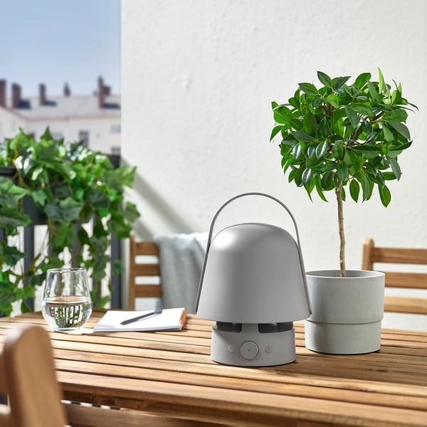 VAPPEBY Lampu pembesar suara bluetooth, di luar bangunan/kelabu
