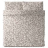 VÅRBRÄCKA Sarung kuilt dan 2 sarung bantal, kuning air/putih, 240x220/50x80 cm