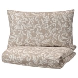 VÅRBRÄCKA Sarung kuilt dan 2 sarung bantal, kuning air/putih, 240x220/50x80 cm