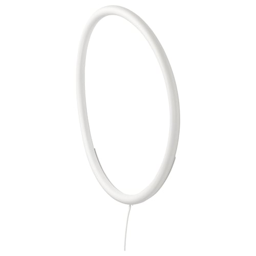 VARMBLIXT Lampu dinding LED, putih logam/bulatan
