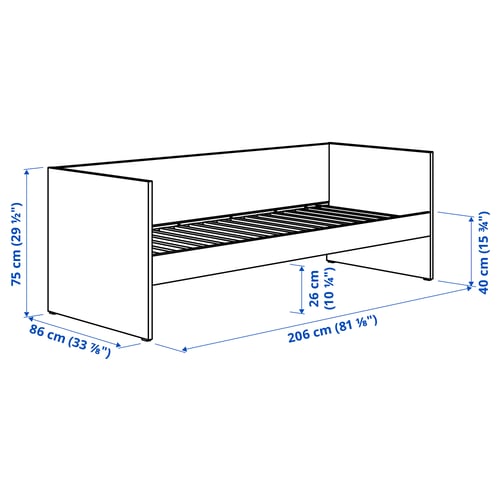 VIHALS Rangka katil siang, putih, 80x200 cm