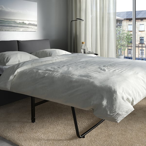 VIMLE Sofa katil 3 tempat duduk, dengan tempat tangan yang lebar/Hallarp kelabu