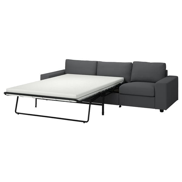 VIMLE Sofa katil 3 tempat duduk, dengan tempat tangan yang lebar/Hallarp kelabu
