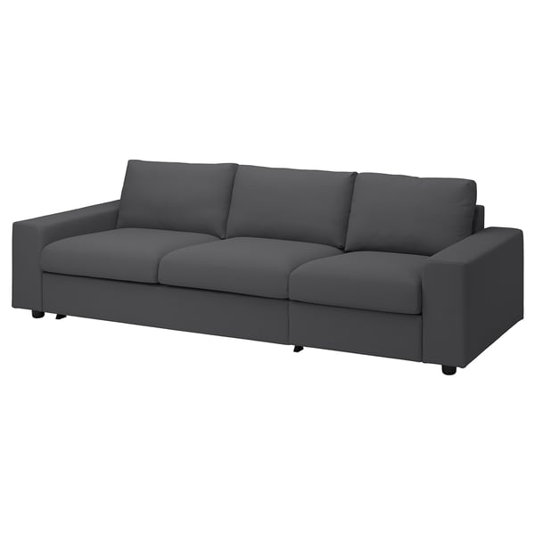 VIMLE Sofa katil 3 tempat duduk, dengan tempat tangan yang lebar/Hallarp kelabu