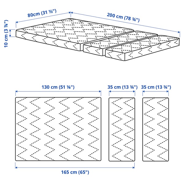 VIMSIG Tilam busa katil boleh dipanjangkan, 80x200 cm