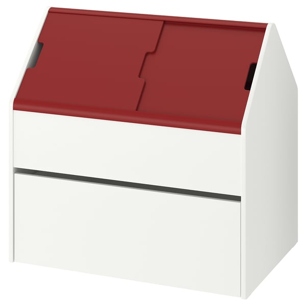 VITBJÖRN Unit storan dengan laci, putih/merah, 80x55x78 cm