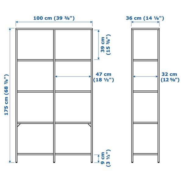 VITTSJÖ Unit para-para, hitam coklat/kaca, 100x175 cm