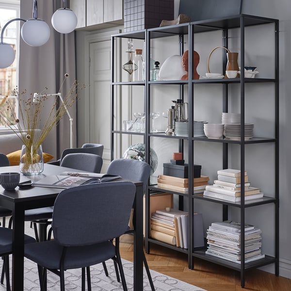 VITTSJÖ Unit para-para, hitam coklat/kaca, 51x175 cm