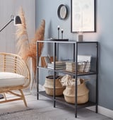 VITTSJÖ Unit rak, hitam coklat/kaca, 100x93 cm
