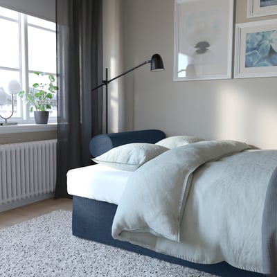 VRETSTORP Sofa katil 3 tempat duduk, Kilanda biru gelap