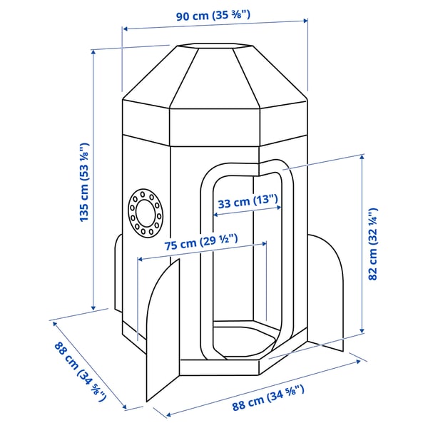 Illustration with measurements for the product: AFTONSPARV.