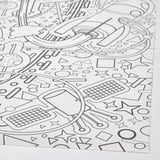 Black and white intricate space-themed coloring page design on high-quality paper.