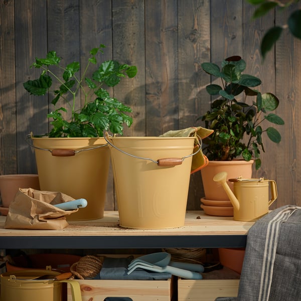 ÅKERBÄR bucket/plant pot, in/outdoor yellow, 10 l IKEA