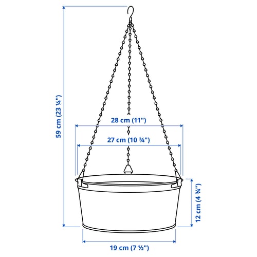 Illustration with measurements for the product: ÅKERBÄR.