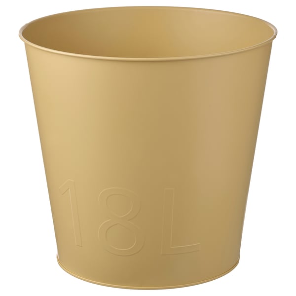ÅKERBÄR yellow galvanized steel planter, round, simple design, 18l capacity.