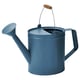 Option: ÅKERBÄR blue 5l watering can, light powder-coated steel, wooden handle, side spout, volume marking.