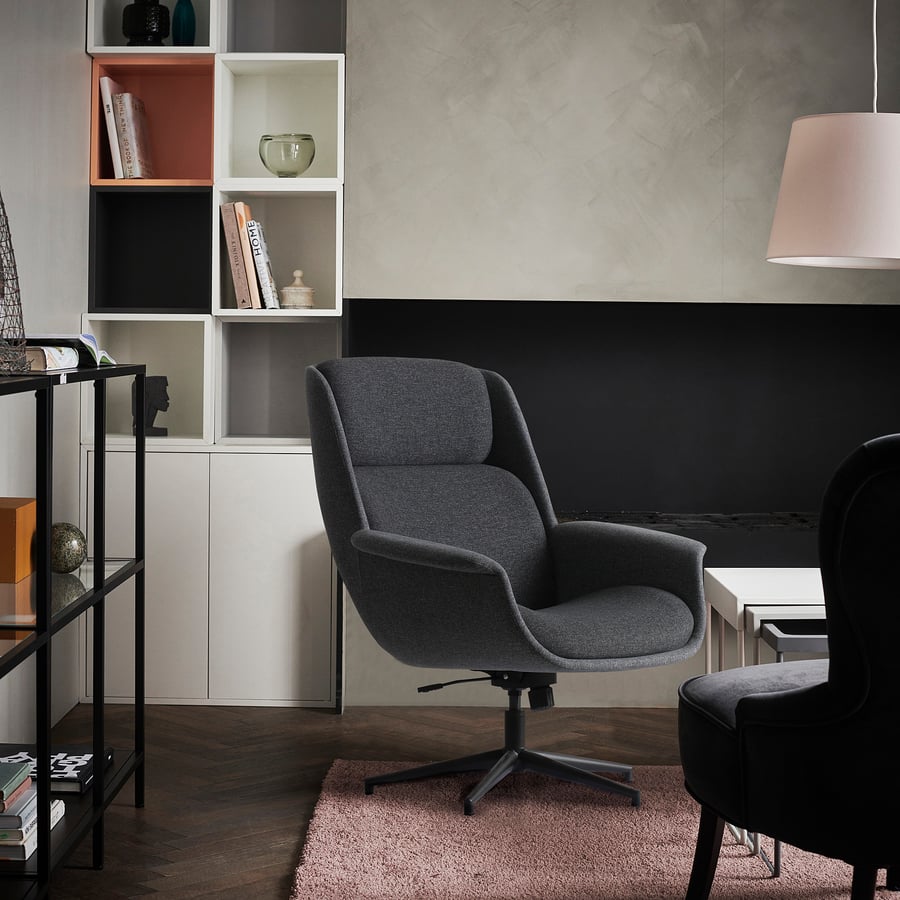 Ikea Swivel Armchair / IKEA Black Leather Look Malung Recliner Armchair