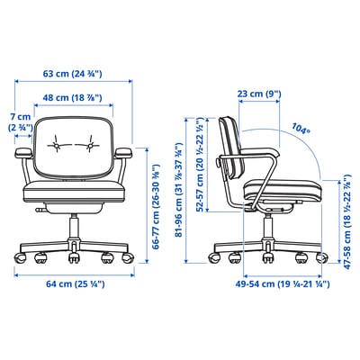 Brown leather office chair, black metal base, armrests, adjustable height & back support.