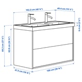 Illustration with measurements for the product: ÄNGSJÖN.