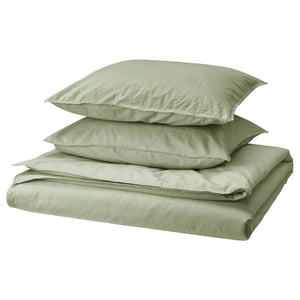ÄNGSLILJA light green bed set, 100% cotton, includes flat and fitted sheets, 2 pillowcases, soft & breathable.