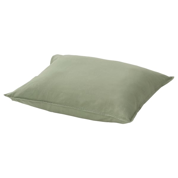 ÄNGSLILJA pillowcase: light green, square, soft cotton, plain design.
