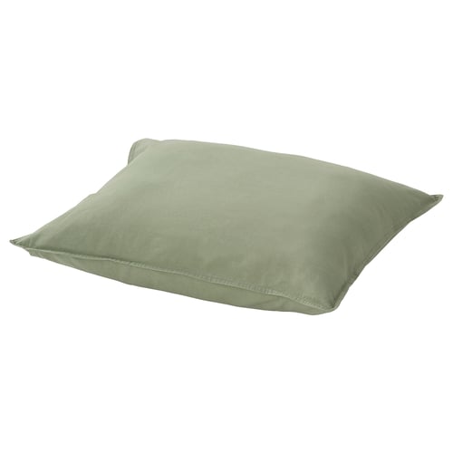 ÄNGSLILJA pillowcase: light green, square, soft cotton, plain design.