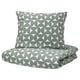 ÄNGSNEJLIKA bedding set, grey-green, circular patterns, cotton & viscose, includes duvet & pillow cover.