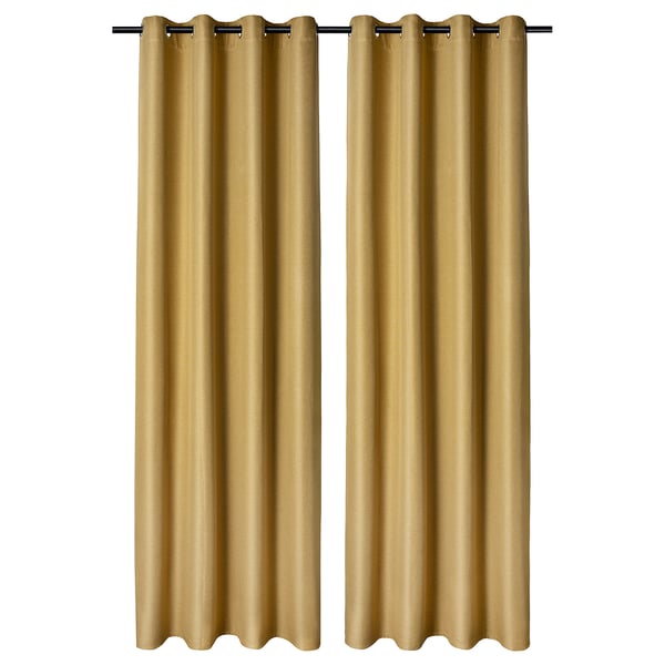 ANNAKAJSA Room darkening curtains, 1 pair, yellow-brown/with eyelets, 145x280 cm