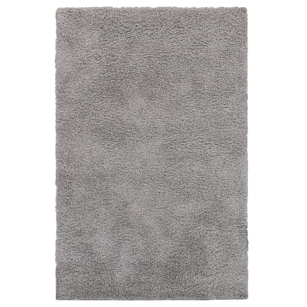 Grey shaggy rug for living/bedroom, durable, stain-resistant.