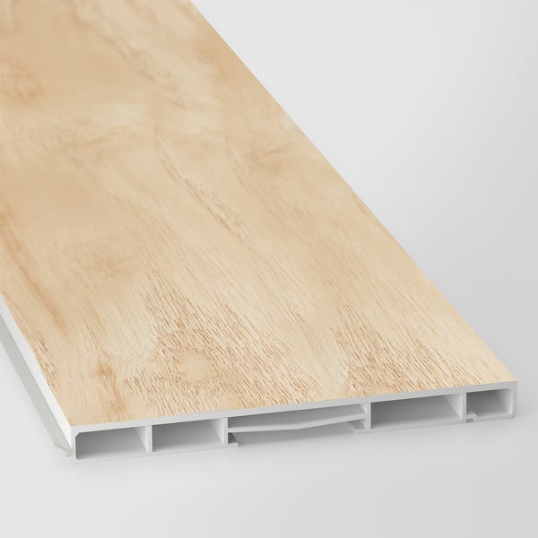 Wooden textured plank, light tan, smooth finish.