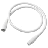 A white ÅSKVÄDER extension cord with a round shape and smooth design, made of pvc and polycarbonate plastic.