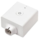 A white ÅSKVÄDER smart plug with a power button on top.