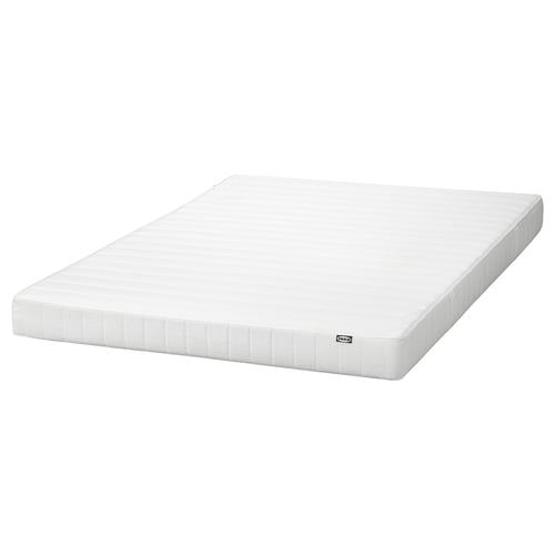 IKEA’s ASPSJÖKULLEN white foam mattress, rectangular, smooth cover, recycled materials.