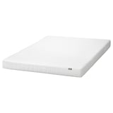 White IKEA ASPSJÖKULLEN foam mattress, rectangular, smooth cover.