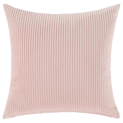 ÅSVEIG light pink corduroy cushion, square, soft textured design.