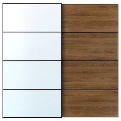AULI wardrobe doors - mirror and wooden panels. Slim, rectangular, modern design.