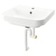 Option: White semi-recessed marble sink, modern design, marble material, rectangular shape, simple design.