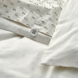 BANDKNIPPE Duvet cover and pillowcase, white/green, 140x200/60x70 cm