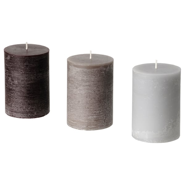 BEHJÄRTAD Scented block candle, Bonfire/grey, 10 cm IKEA